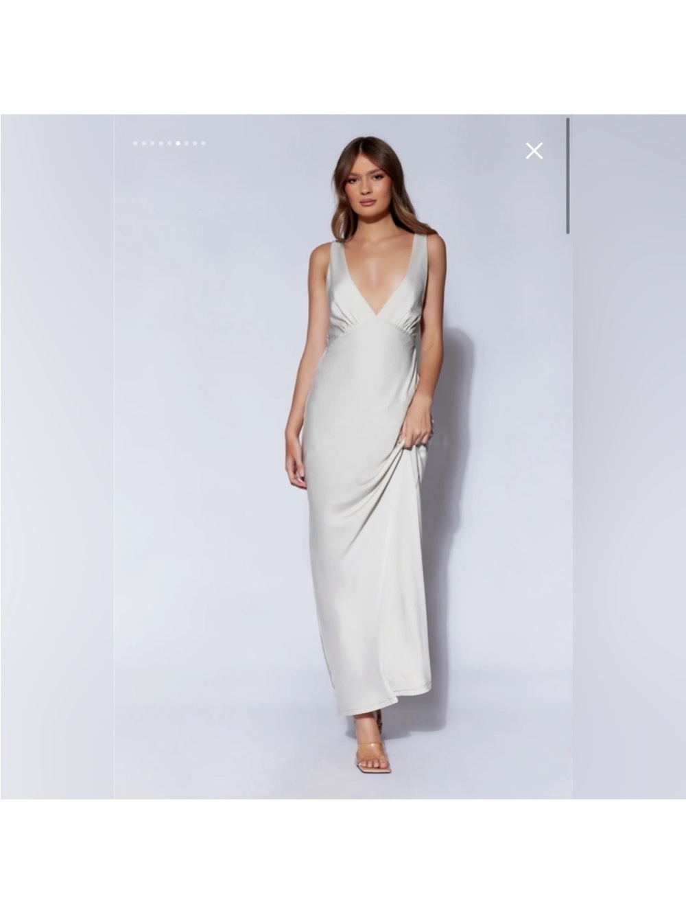 Meshki Nadia Maxi Satin Dress with Back Cowl in Silver Sz XL - Picture 4 of 16